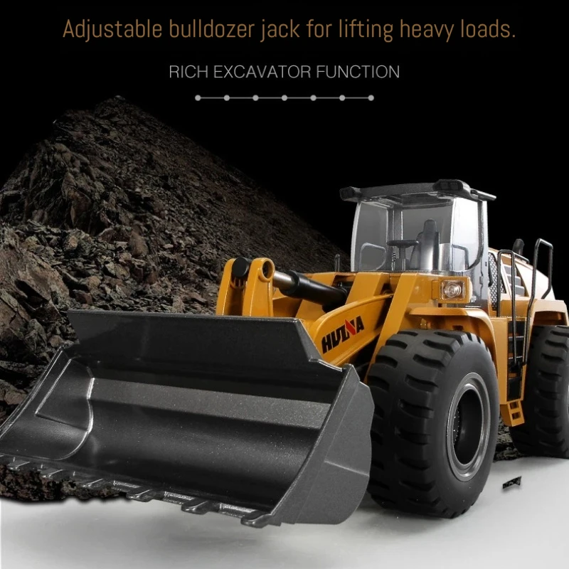 

HuiNa 583 Alloy RC Construction Vehicle Hydraulic Bulldozer Professional Earth Mover Electric Toy Loader For Kids Remote Control