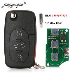 jingyuqin 4 Buttons Remote Car Key Fob 1J0959753F 315Mhz For VW Jetta Passat Beetle Golf 1997-2001 ID48 Chip 3+Panic Car key