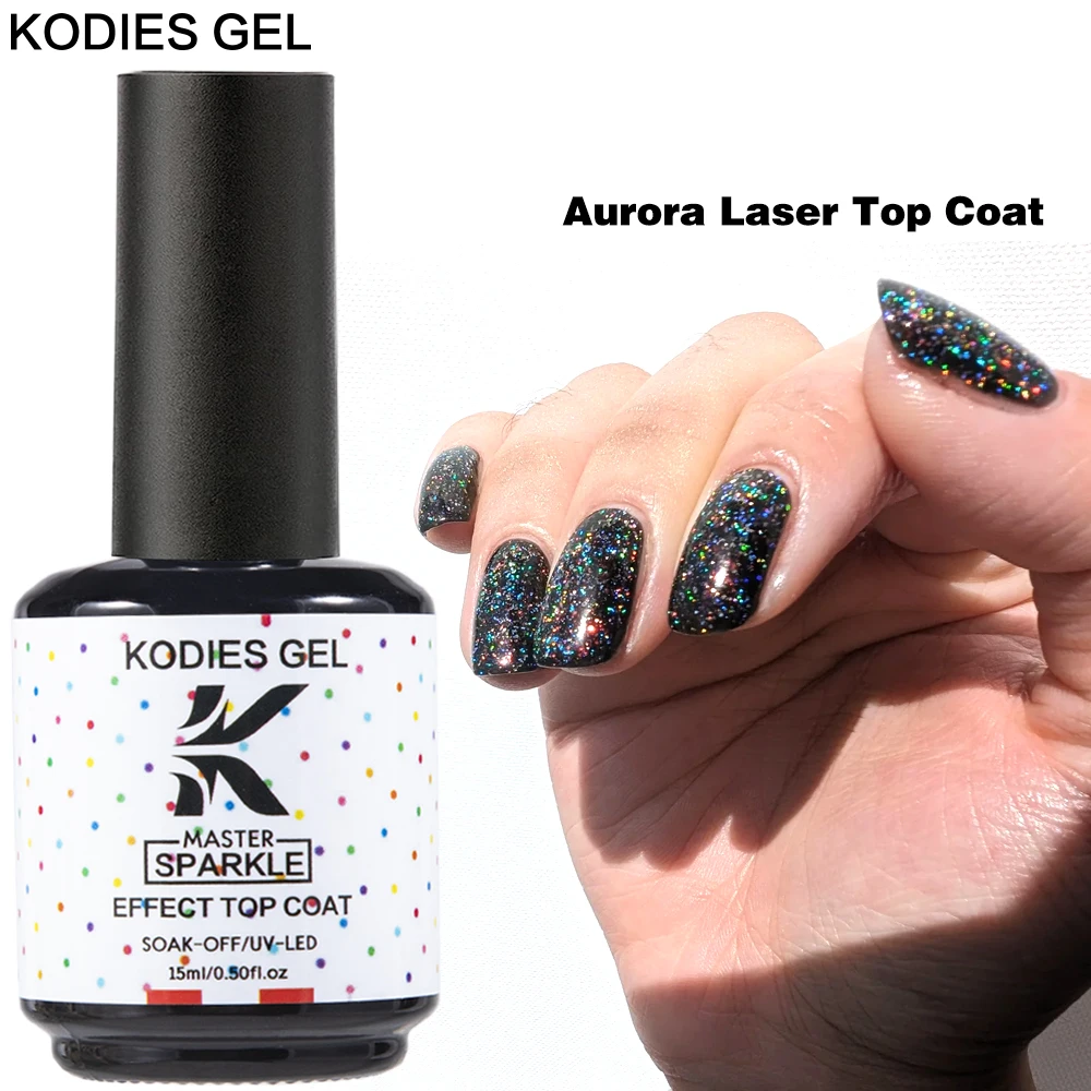 كودي-طلاء أظافر جل ، قوس قزح لامع ، شبه دائم ، أشعة فوق بنفسجية ، ليد ، معطف علوي ، لمعان ، فن تجميل الأظافر ، جل ، تألق ، 15 #1