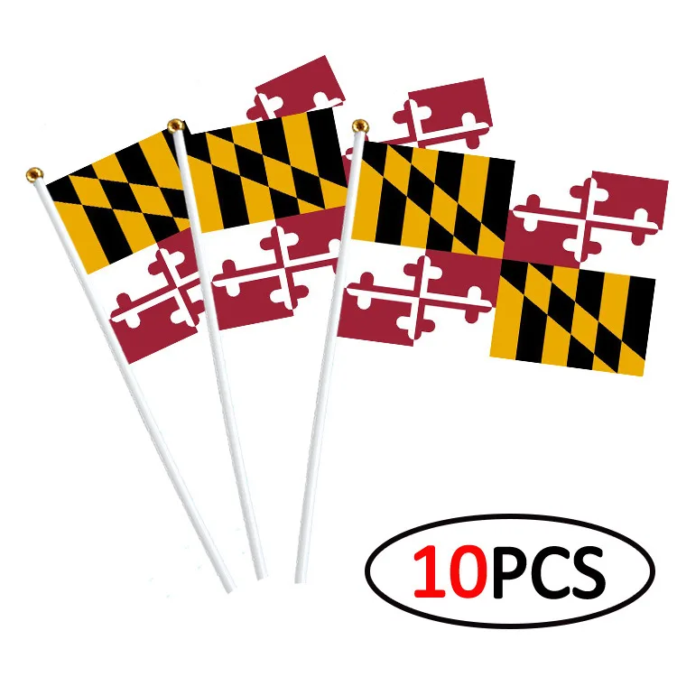 10/40Pcs Maryland State Handheld Flag-Pride Flags for Opening Ceremonies Conference Decoration Wholesale of American state flags