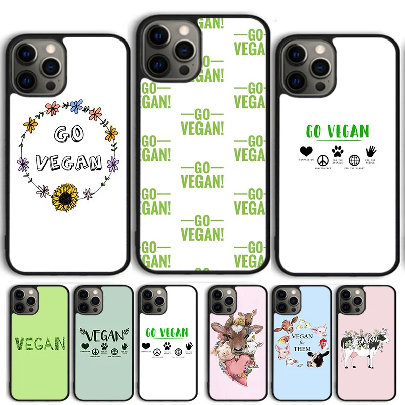 Vegetarian Quotes VEGAN FOOD ANIMAL LOVE VEGGIE Phone Case For iPhone 14 15 16 13 12 Mini Max Cover For Apple 11 Pro Max 8 7