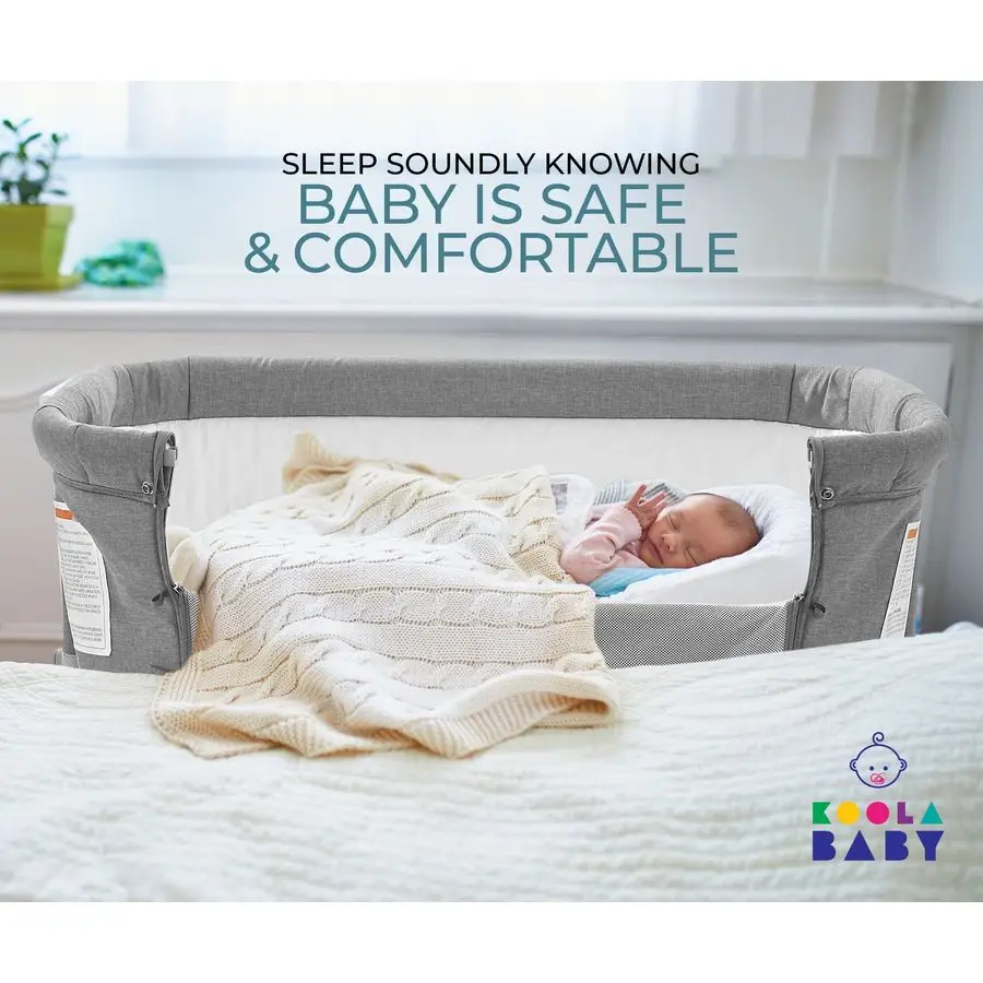 سرير أطفال 3 في 1، نائمة بجانب السرير، روضة أطفال، سرير أطفال محمول سهل الطي باللون الرمادي #6