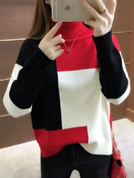 JMPRS Patchwork Frauen Pullover Pullover Herbst Lose O Neck Langarm Strick Starke Koreanische Mode Weibliche Jumper Pullover Top