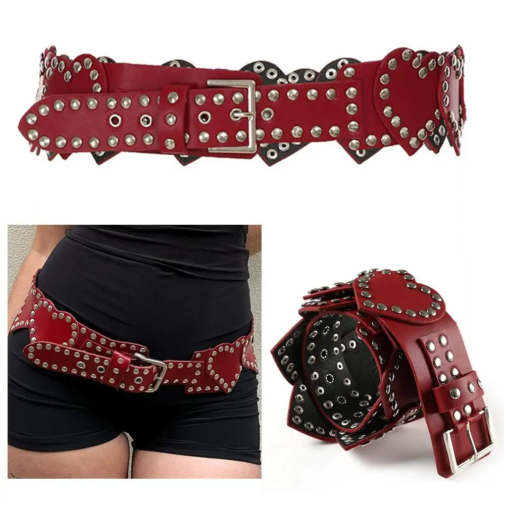 

New Heart Leather Belt Y2K Retro Hiphop Jeans Belt Personalized Waist Chain