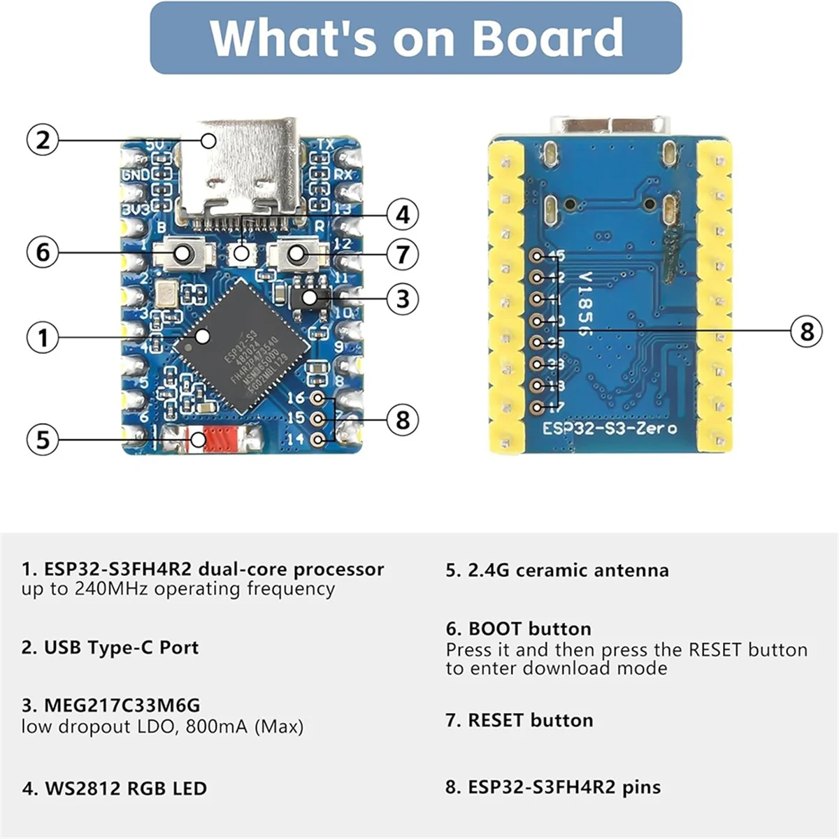 3pcs/Lot ESP32-S3 ESP32 S3 Mini Development, 240MHz Running Frequency, Microcontroller Support C/C++, MicroPython