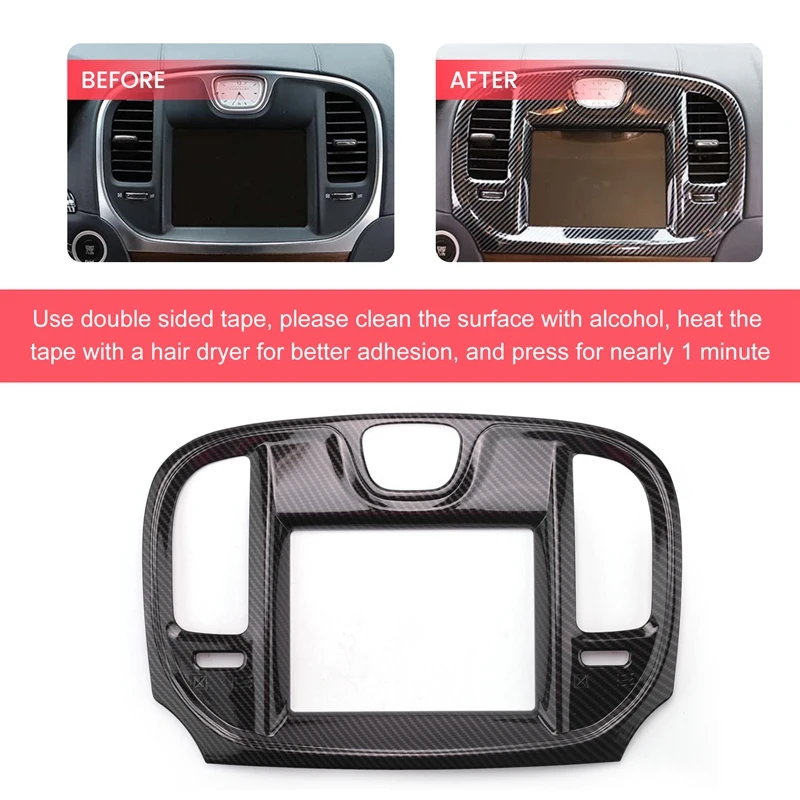 Car Central Control Navigation Screen Trim Interior Accessories For Chrysler 300/300C 2015-2021 ,ABS Carbon Fiber