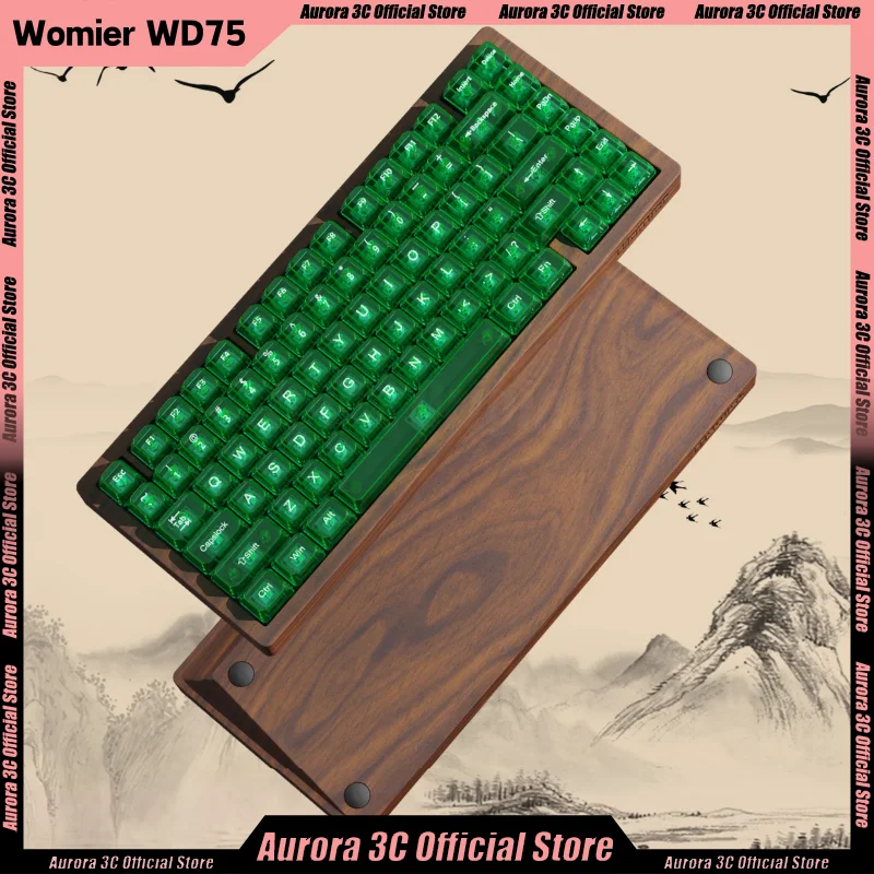 

Womier WD75 Mechanical Keyboard Tri Mode Wireless Gaming Keyboard RGB Walnut Wooden Keyboard Kit Office Custom PC Accessories