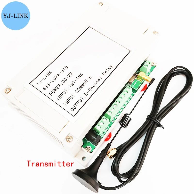 8CH 433MHz Lora Remote I/O Controller Wireless Transmission Point-to-Point Relay Switch Module