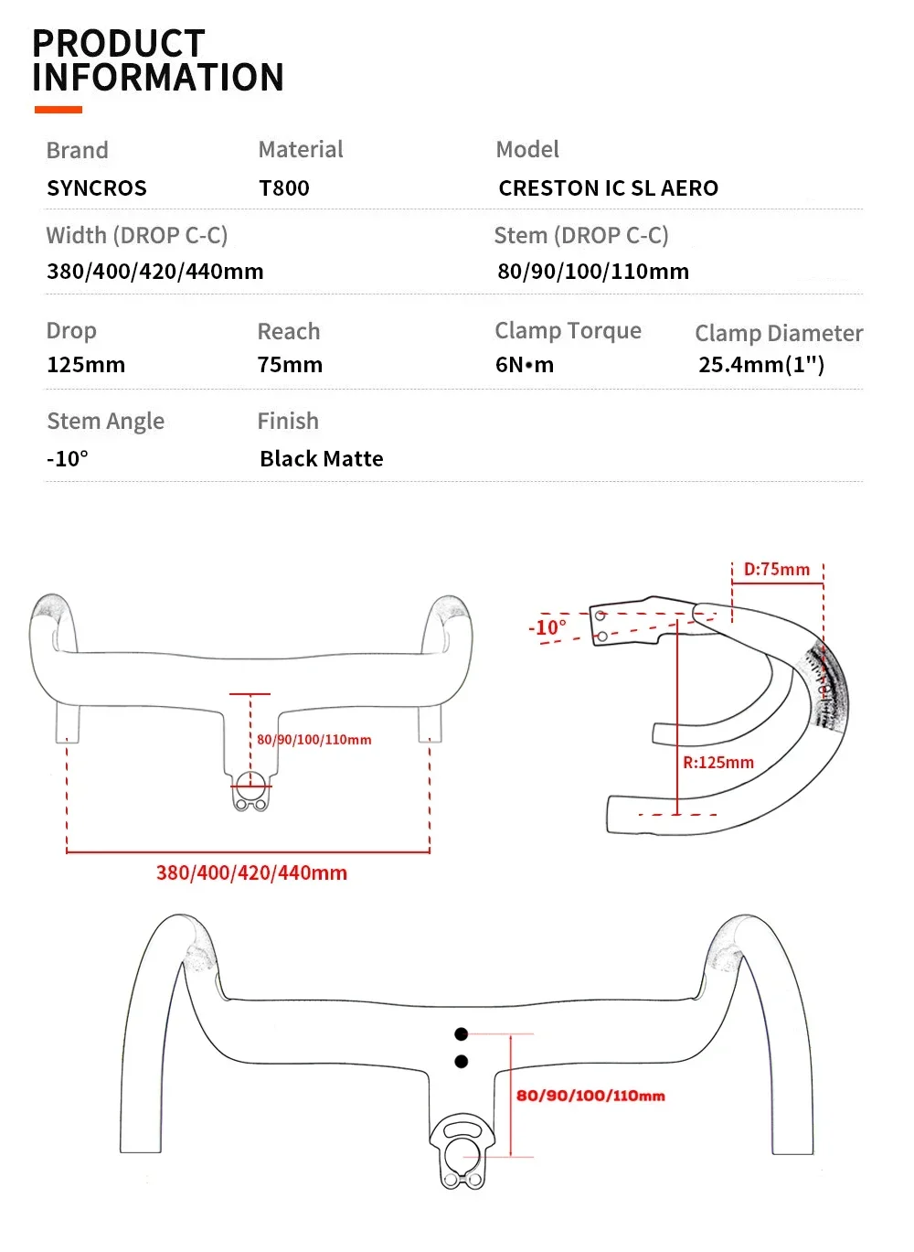 Syncros 25.4mm Carbon Creston IC SL AERO Integrated Cockpit Road Bike Handlebar Integrated Cables Di2 Bicycle Accessories