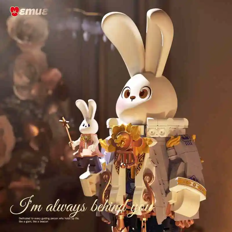 

Emue Building Blocks Music Rabbit Figurine Alice In Wonderland Desktop Ornament For Adult Men Women Birthday Gift