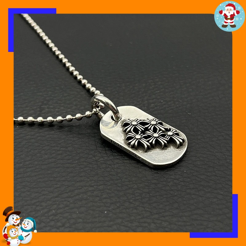 High-end Retro Multi-cross Military Necklace Men's and Women's Personalized Cross Flower Pendant Classic Medium