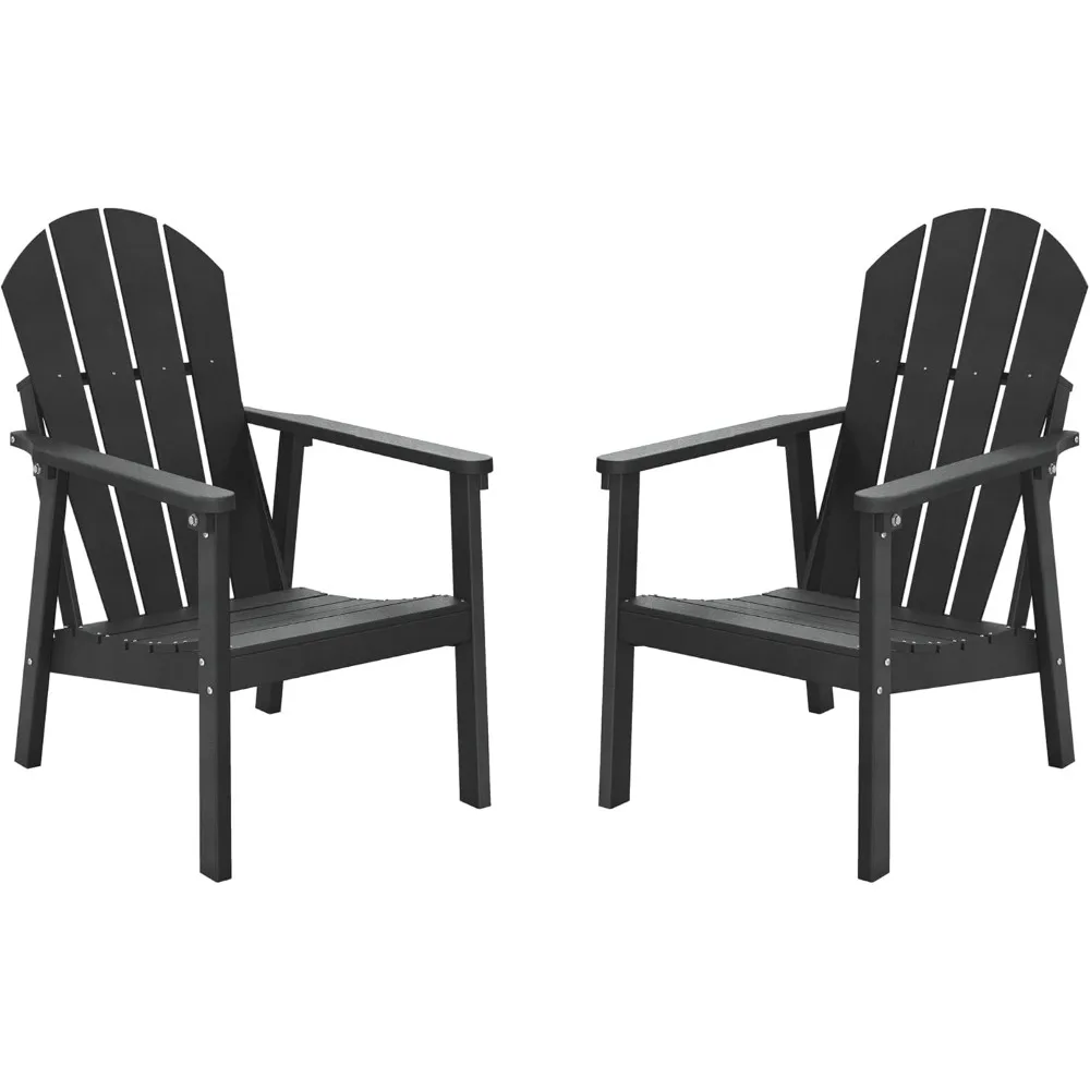 Adirondack Chairs Set of 2，HDPE Weather Resistant Outdoor Chair，Fire Pit Chair for Deck, Garden, Backyard & Lawn Furniture