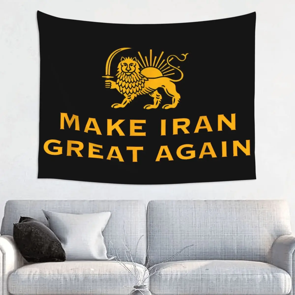 Make Iran Great Again Lion And Sun Emblem Tapestry Hippie Wall Hanging Home Decor Background Cloth Witchcraft Wall Tapestry