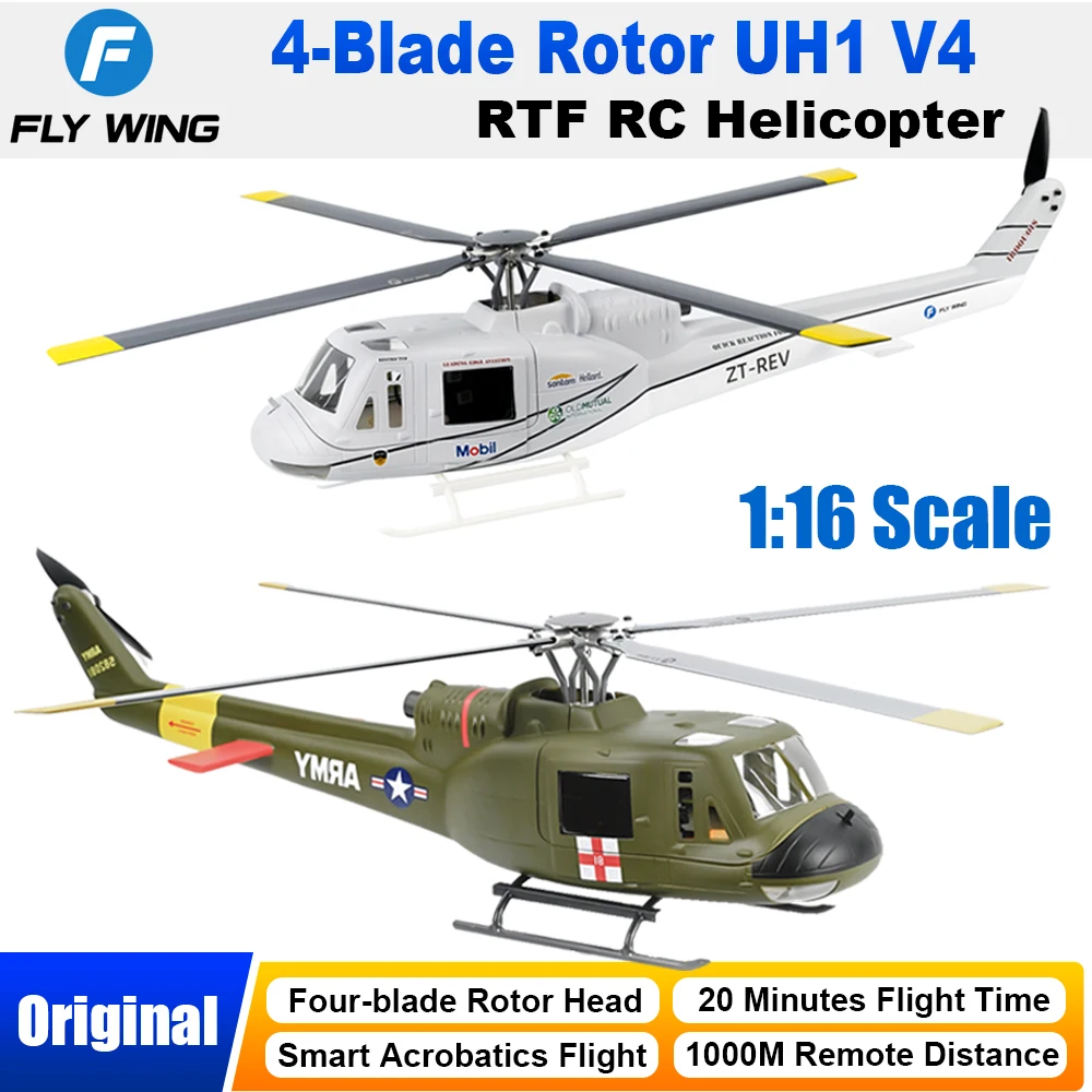 FLYWING UH1 V4 RC Helicopter 4 blades rotor head Helicopter Metal Rotor holder UH-1 V3 RTF 450 size 6CH Scale Helicopter with H1