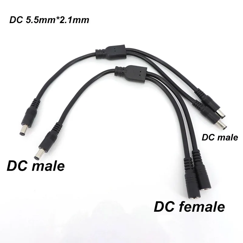 10A 18awg 19V 24V 12V 2 Way DC 1 Male to 2 Male Female Splitter Connector Power Supply Adapter Extension Cable 5.5x2.1mm Plug