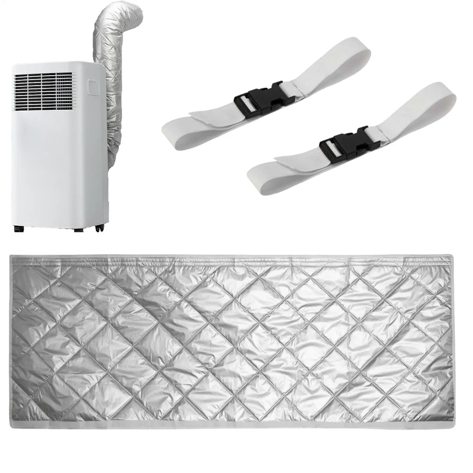 Portable AC Hose Wrap Quilting Protective Sleeve AC Insulated Hose Wrap with 2 Adjustable Buckle Straps for 5.9 Inch Diameter