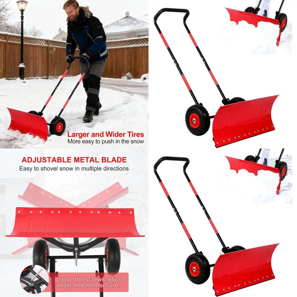 

Adjustable Metal Blade Snowplow, 29 Snow Removal Tool, Ergonomic Double Handle with Reflective Tape, Ideal for Doorway and Sidew