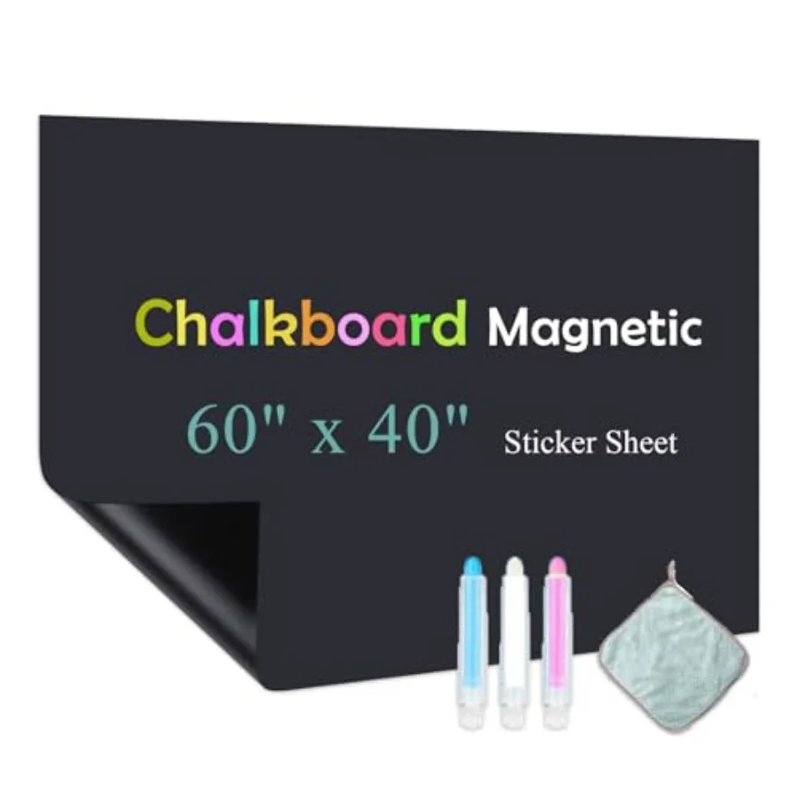 

Chalk Board Contact Paper with Adhesive, 40" x 60" Magnetic Chalkboards for Wall, Wallpaper Sheets for Office for School and,In