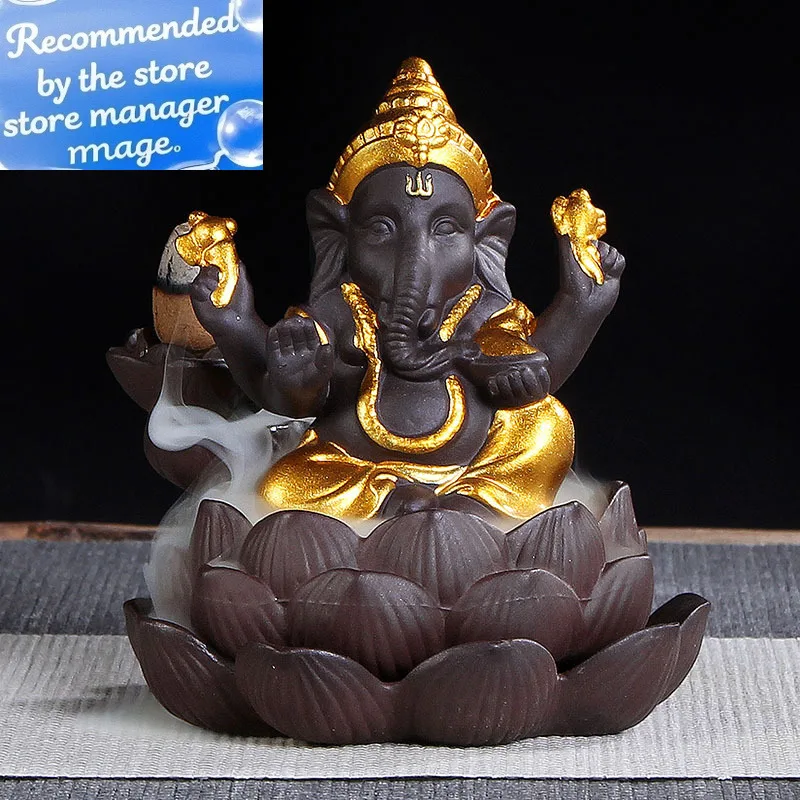 

With 10pcs Incense Cones Backflow Censer Ceramic Holder