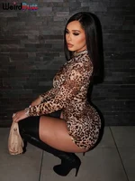 Weird Puss Leopard Print Romper Women 2024 Autumn Trend Hipster Long Sleeve O-Neck Skinny Stretch Streetwear Sexy Playsuits - Image 2