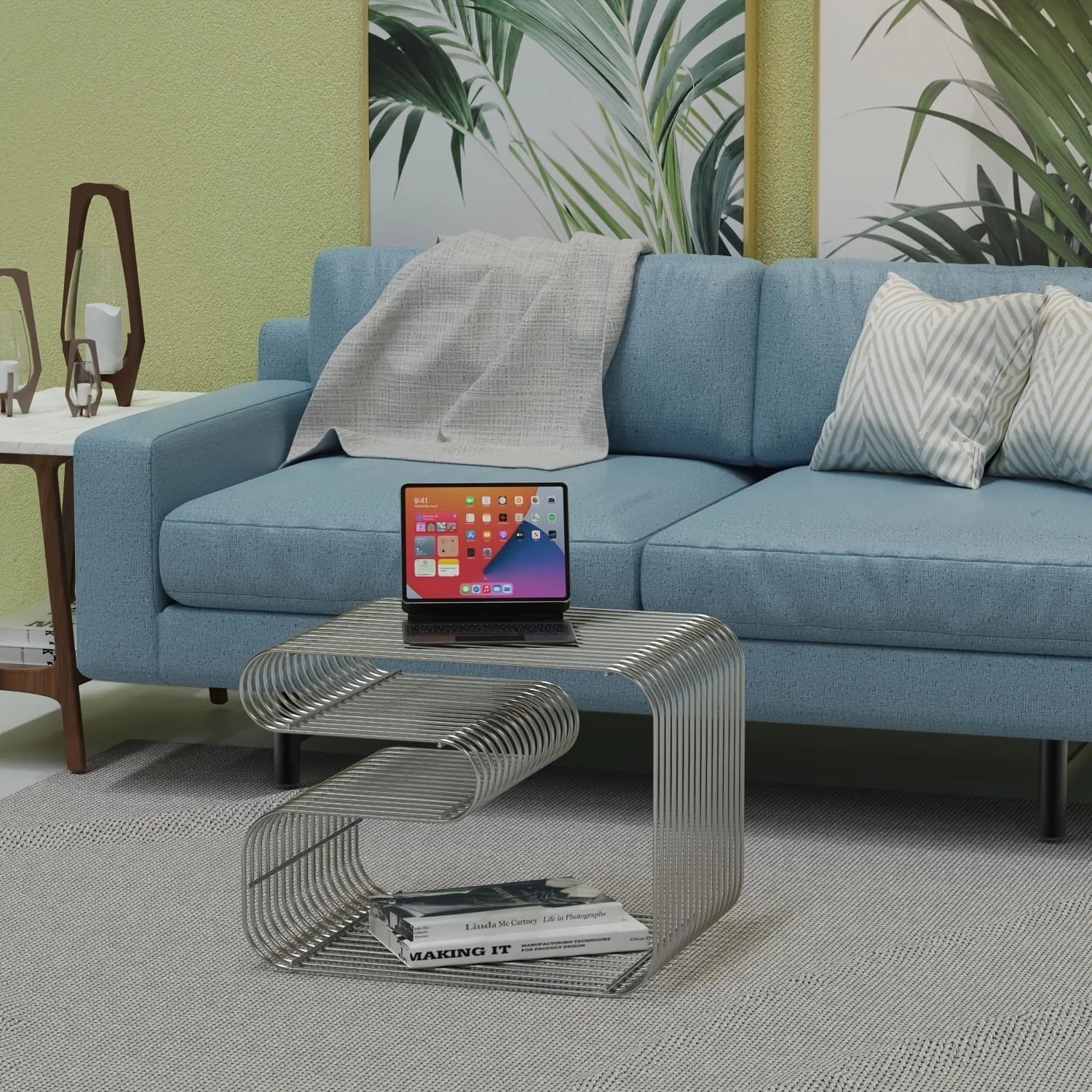 Vintage Style Creative Iron Side Table, Metal Magazine and Newspaper Rack, Storage Shelf, Sofa Side Table, Small Tea Table