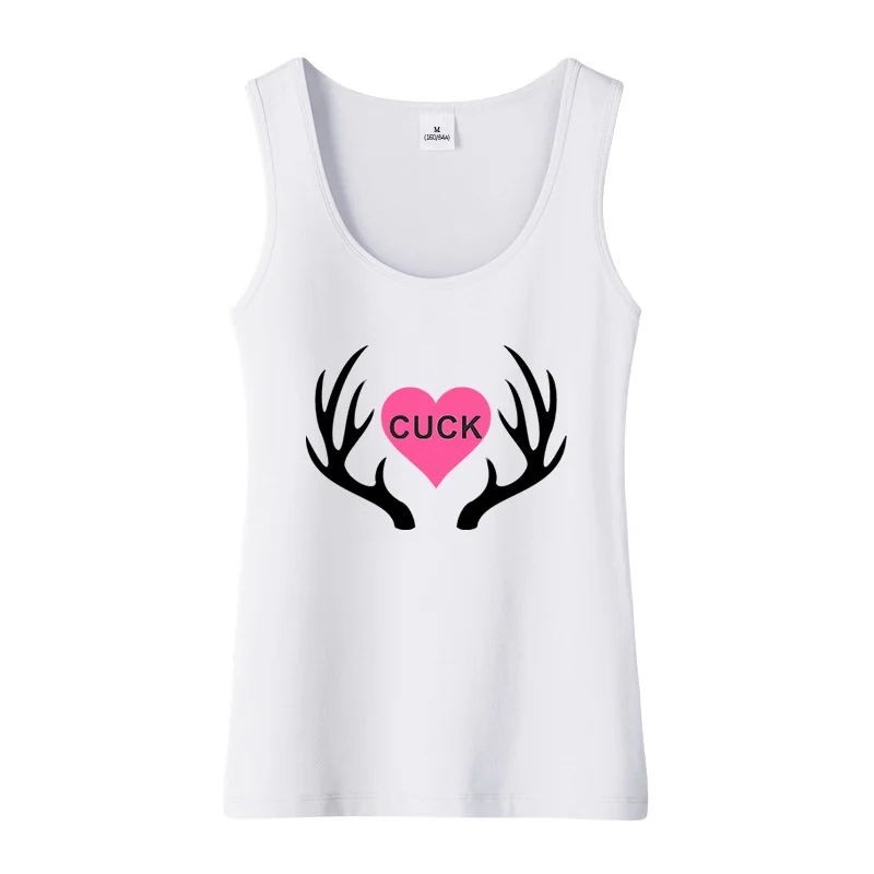 Cuck Cuckold Pattern Tank Top Adult Humor Fun Flirty Print Yoga Sports Workout Sleeveless Top Women\'s Gym Tops