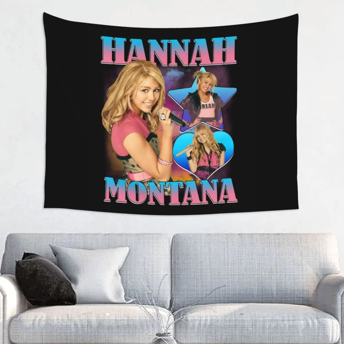 Hannah Montana Tapestry Hippie Polyester Wall Hanging Wall Decor Curtain Psychedelic Wall Carpet