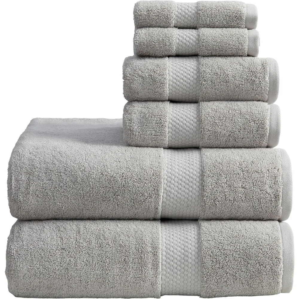 

Home Grey Bath Towels Set of 6 | Classic Hotel Bath Towels | 100% Combed Cotton | Absorbent Quick-Dry Gray Towels