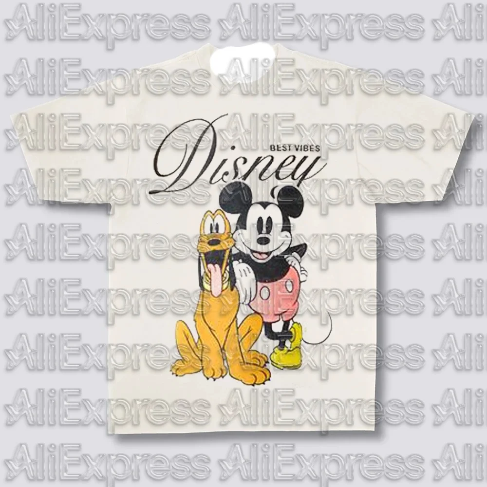 MOTO 2025 ديزني لطيف ميكي ماوس تي شيرت مطبوع الصيف قميص رجالي وقميص ميني الكرتون المألوف