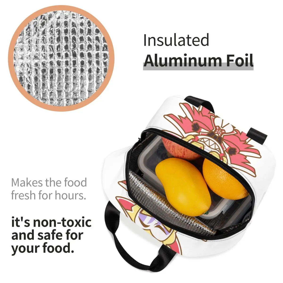 لطيف Hazbins الفنادق لوسيفر معزول أكياس الغداء وجبة كبيرة الحاويات حقيبة حرارية حمل علب الاغذية كلية السفر حقيبة الغذاء