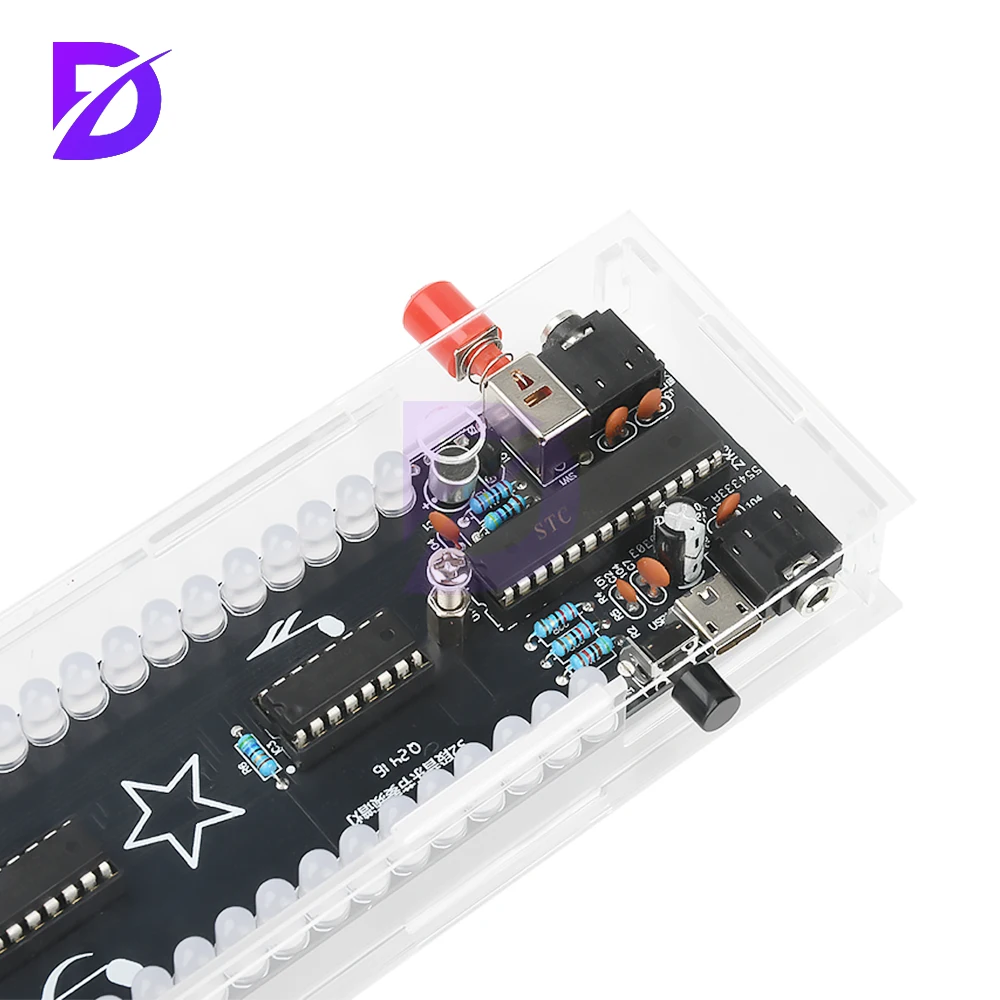 تيار مستمر 5 فولت 32 قطعة طيف الموسيقى إيقاع ضوء الصوت المنشط LED الإلكترونية لتقوم بها بنفسك مجموعة ممارسة اللحام واجهة USB المصغّر #3