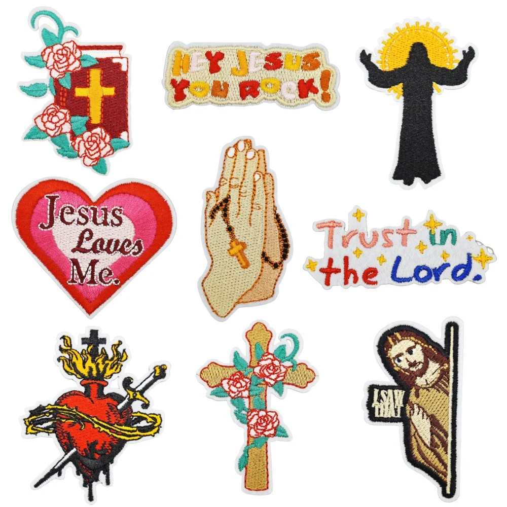 Jesus Love You Patches Embroidery Applique Ironing Clothing Sewing Supplies Decorative Badges Handmade Patch