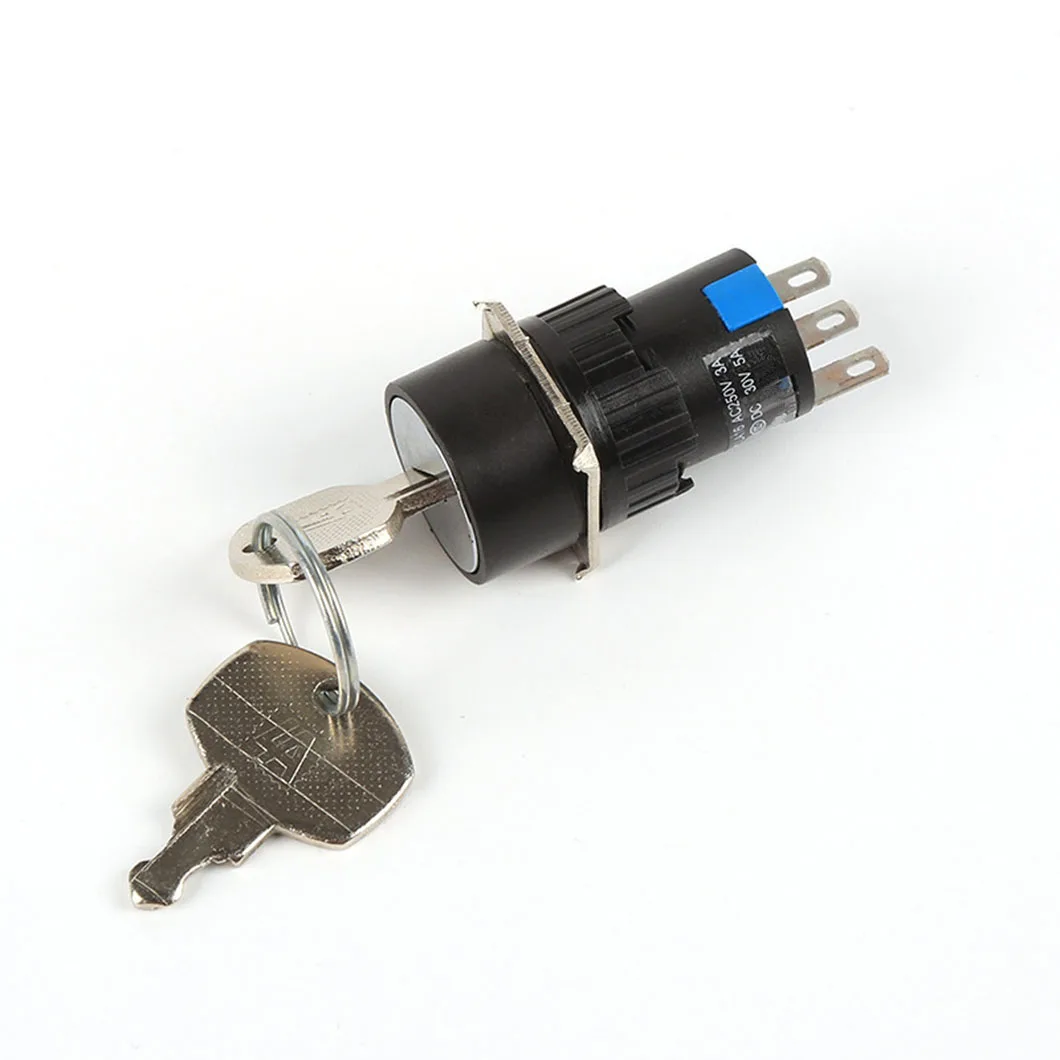 ABILKEEN Factory Supply Flat Round Head Plastic Key Rotary Lock Switch Latching 2 Position Electronic Lock Switch 1NO1NC/2NO2NC