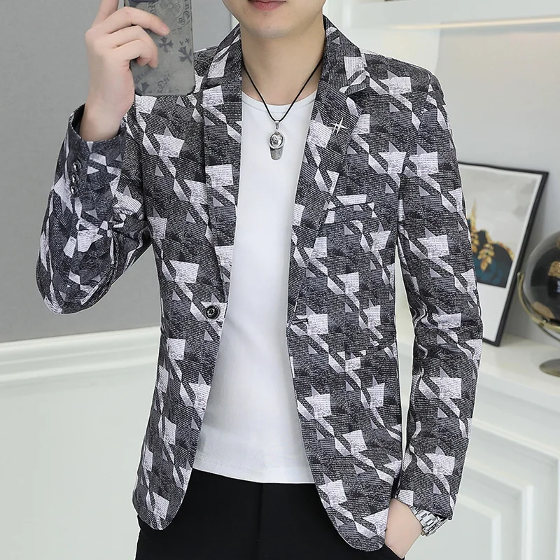 Main Product 2024 Hot New Korean Pattern Suit for Young Men Slim Casual Small Suit Formal Single West Coat Coat Men