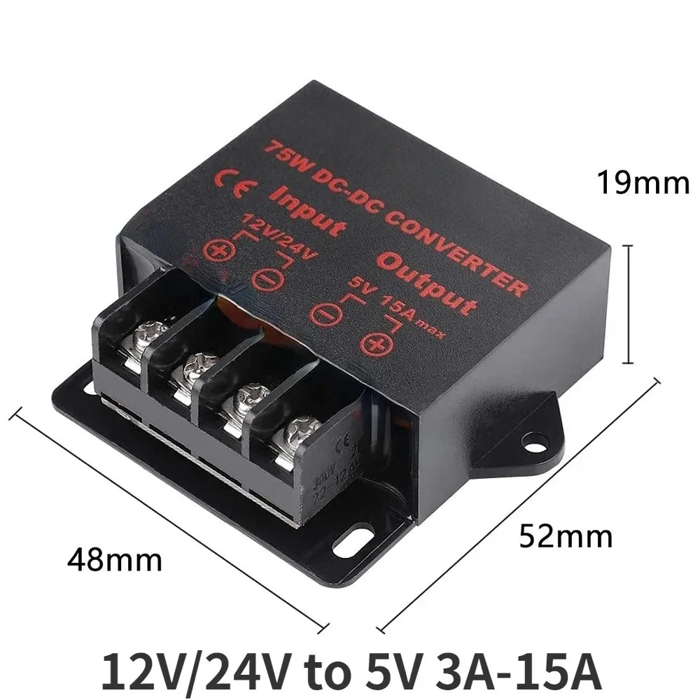12V/24V to 5V 5A 15AMP 3A 10A 24V to 5V 12V to 5V 15A DC DC Converter Car Step Down Reducer Voltage Regulator for Car CE ROHS