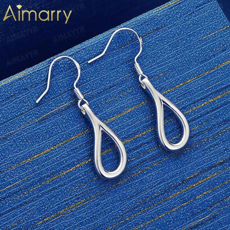 925 Sterling Silver Smooth Twisted Water Droplet Earrings for Women's Parties Banquets Weddings High-quality Fashion Jewelry