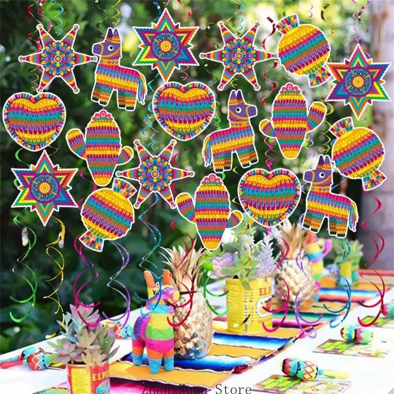 Traditionelle mexikanische Stile, Spiralen, hängende Dekoration für Partys, Veranstaltungen und Festlichkeiten zum 5. Mai, 3 x – Detail 5