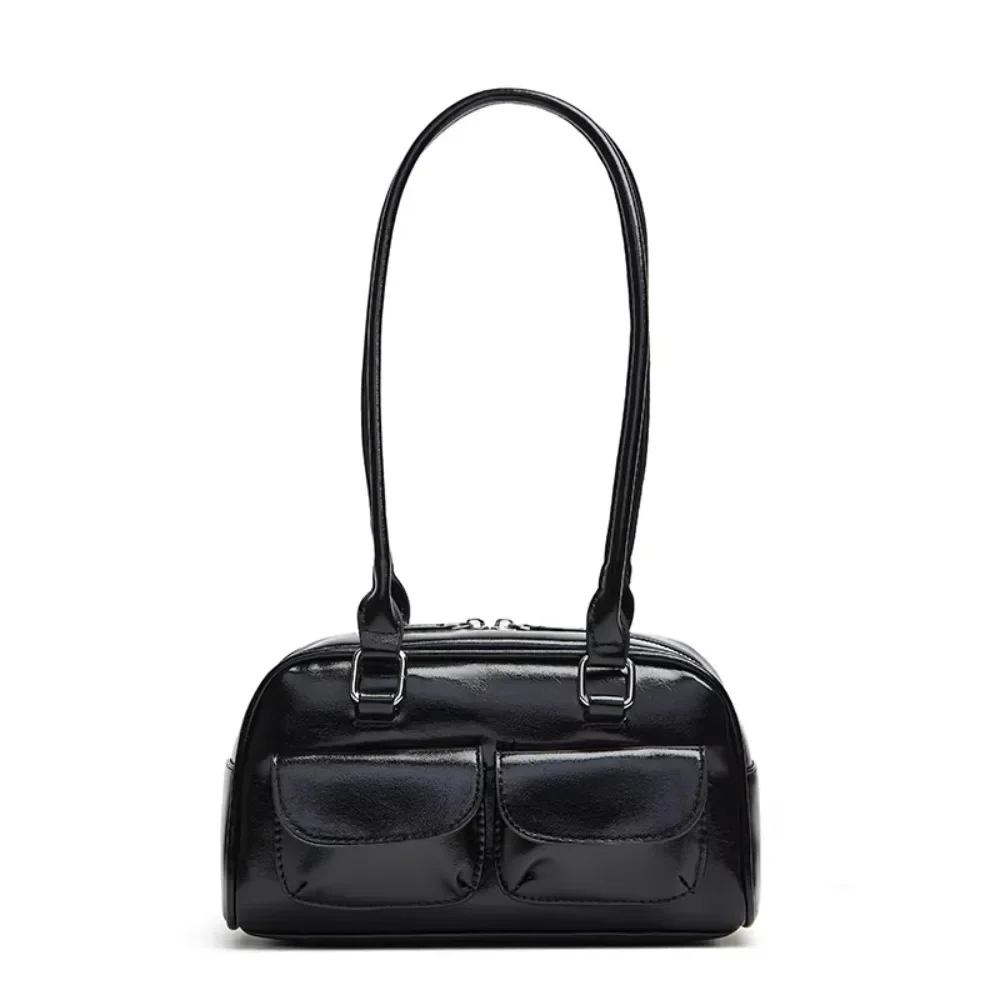 Bolso de bolos para mujer 20246, bolso Boston de diseño original, bolso de hombro tipo tote, bolso de mano de cuero sintético de estilo retro para el uso diario.