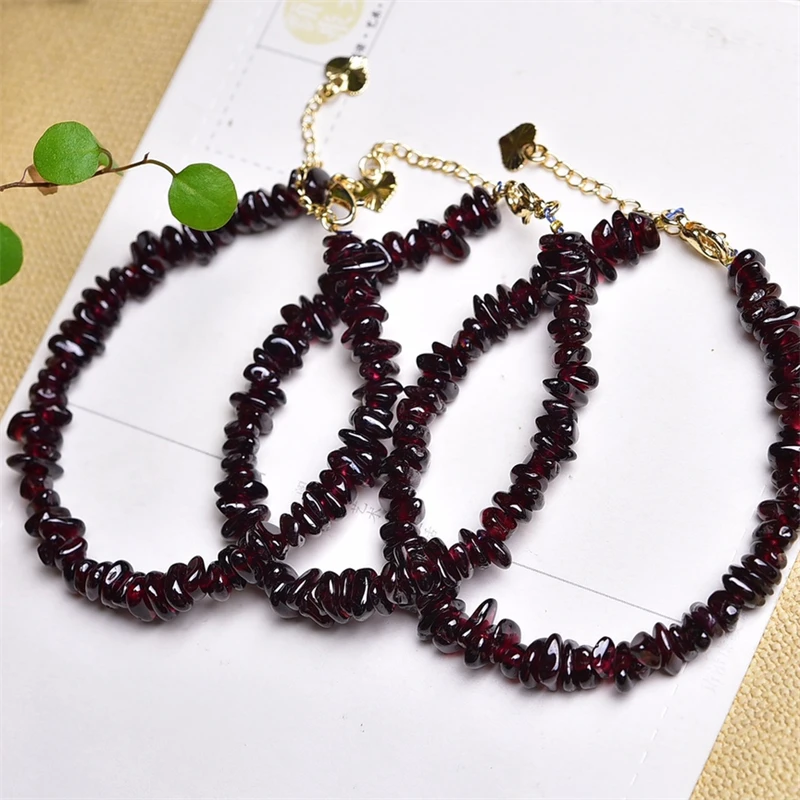 3PCS Natural Red Garnet Gravel Stone Bracelet Women Reiki Healing Fengshui Lucky Bangles Women Hoilday Gift