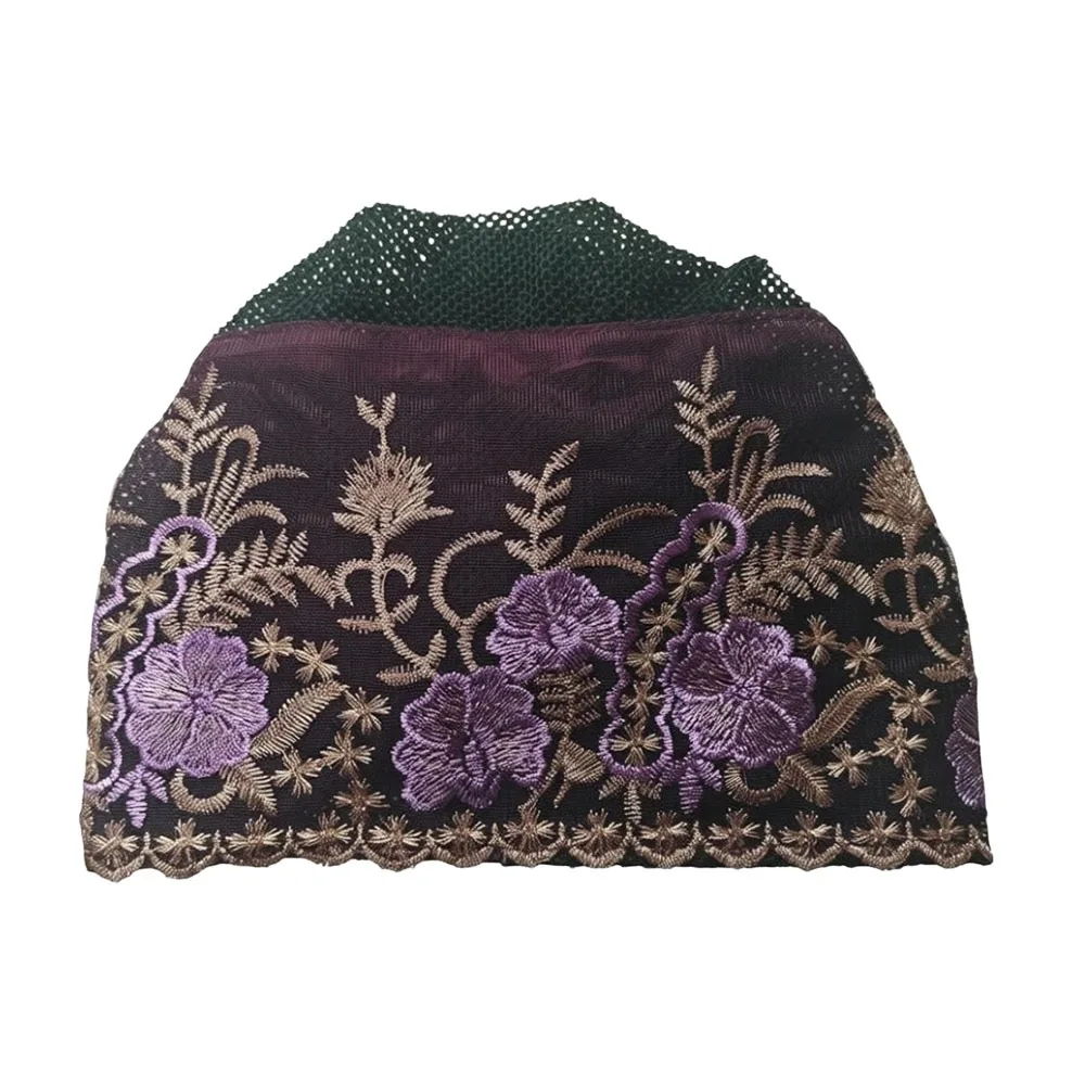 

New Flower Embroidery Bonnet Hat Full Coverage Breathable Headband Cap Cover White Hair Elastic Cancer Chemo Hat Women Headwear