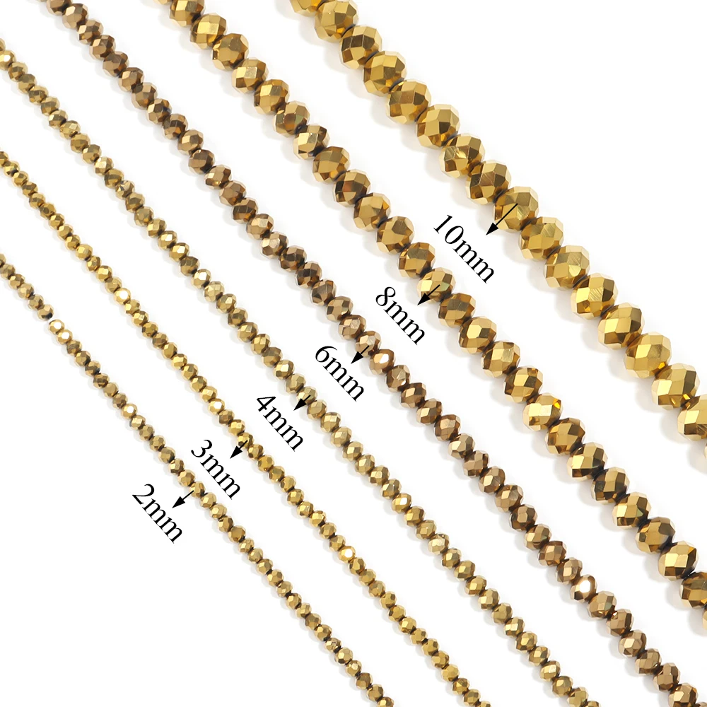 64-130 Stück/Set 3 4 6 8 10mm Rondell Facettierte Kristallglasperlen AB-Farbe Abakus-Perlen für Schmuckherstellung DIY Lose Abstandhalterperlen