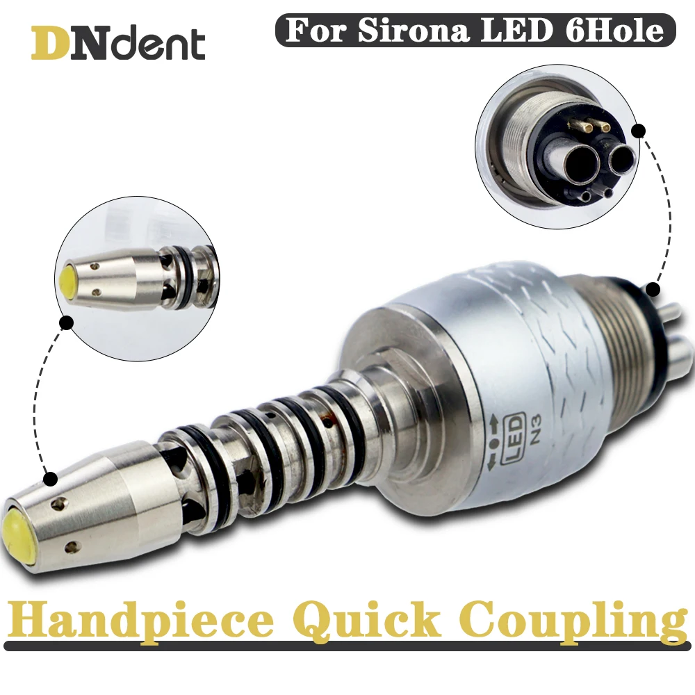 

Dental Sirona LED light 6Hole Coupler Connector Quick Coupling For Sirona optical fiber High Speed Air Turbine Handpiece