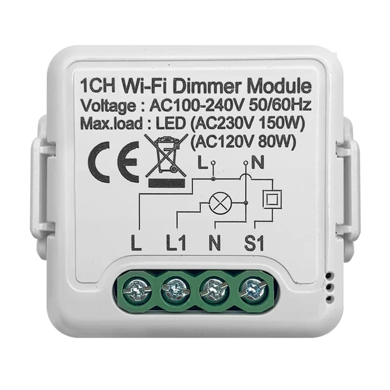 Tuya Wifi Smart Dimmer Switch Modul 10a Unterstützung 2-Wege-Steuerung 1 Gang kompatibel für Google Home Alexa Smart Life App