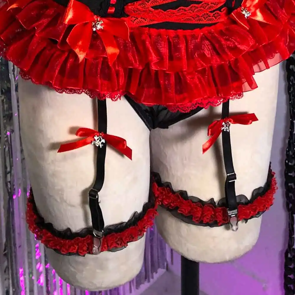 Vestido gótico hecho a mano para niñas electrónicas Punk Rock Harajuku 90s arco Eco Kawaii Y2K camisola TOPS vestido DIY Emo cráneo Grunge