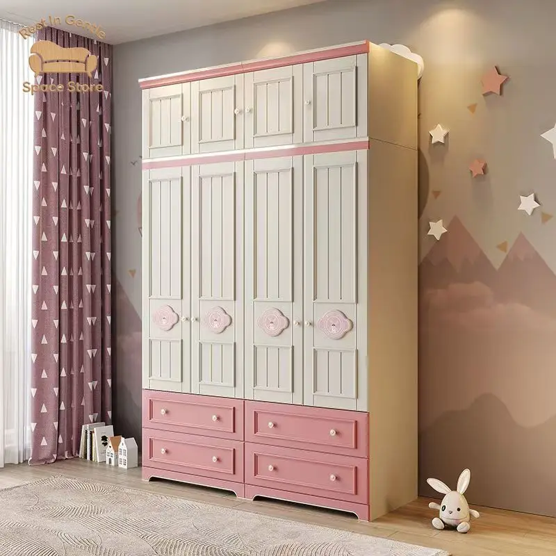 Modern Blue Bedroom Men's and Women's Wardrobe Simple Sliding Door System Children's Clothing Cabinet - Wholesale