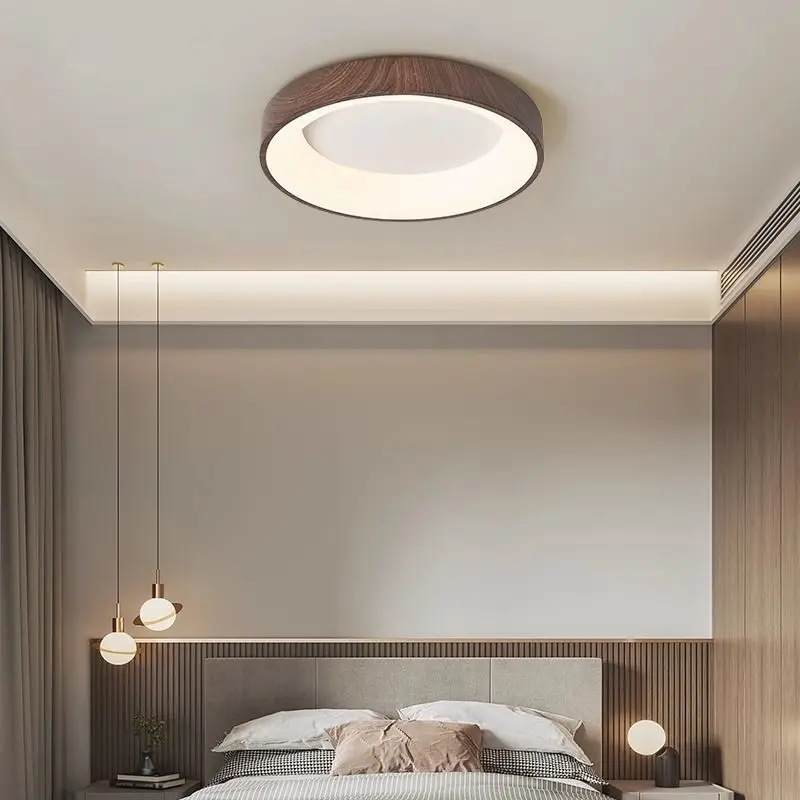 Moderm Wood Grain LED Ceiling Light Nordic Iron Ultra-thin Round Lamp 30/40/50m  For Living Room Bedroom Study Home Decorat lamp