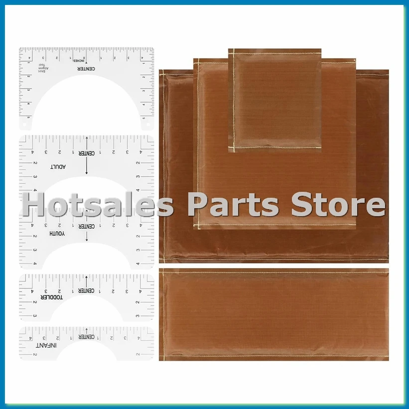 Heat 9 Pcs in 1 Set, 4 Sizes Heat Pressing Transfer Pillow and 5pcs T-Shirt Ruler Guide for Vinyl DIY-A79M