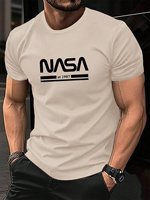 Men's summer 100% cotton fashionable casual loose fit plus size letter pattern printed sports round neck short sleeved T-shirt