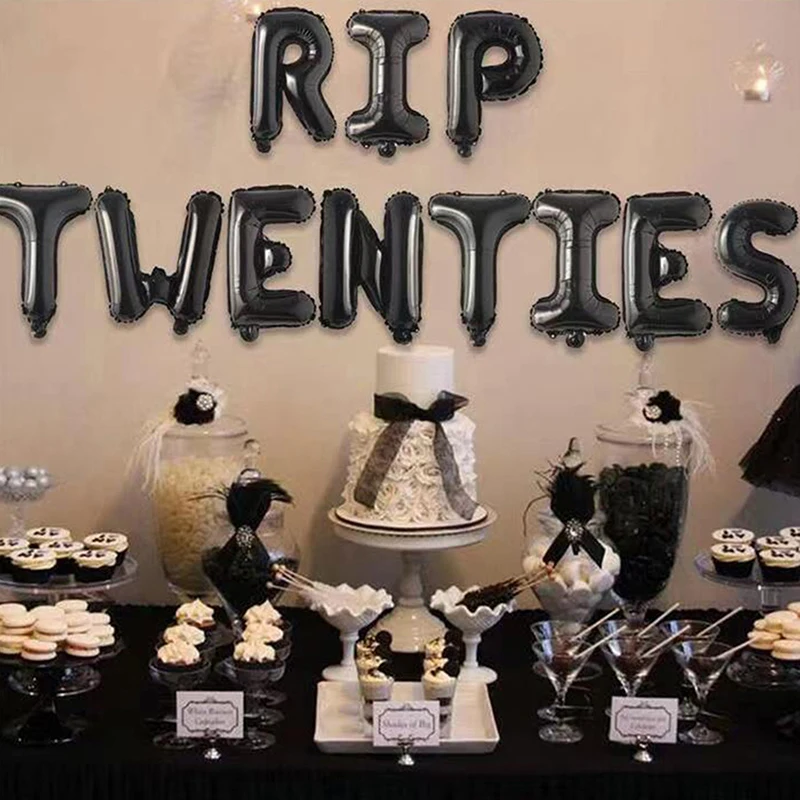 Rip Twenties/Thirties/Forties Balloons Birthday Balloons Banner Death To My 20s/30s/40s Party Decor For Youth Men Women