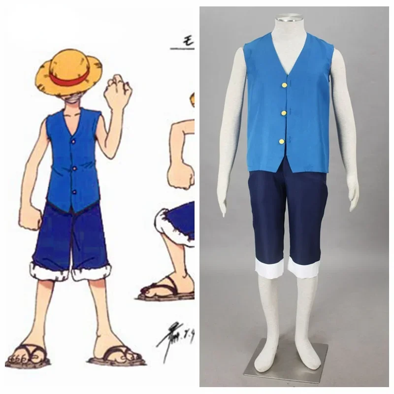 Anime Monkey D. Luffy One Piece Adulto Criança Halloween Cosplay Traje Personalizar Tamanho para Crianças Adultas